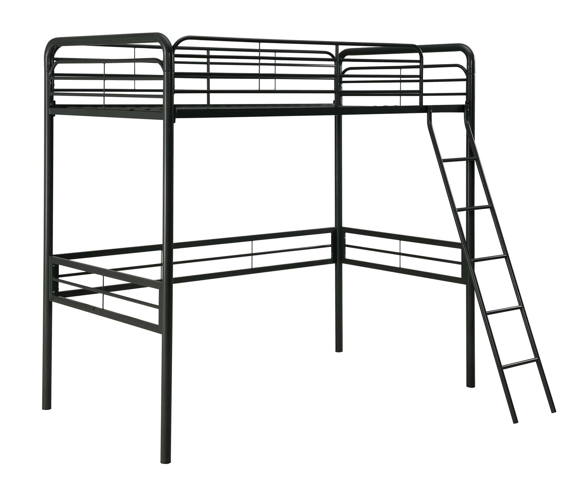 Black Twin Metal Loft Bed O748