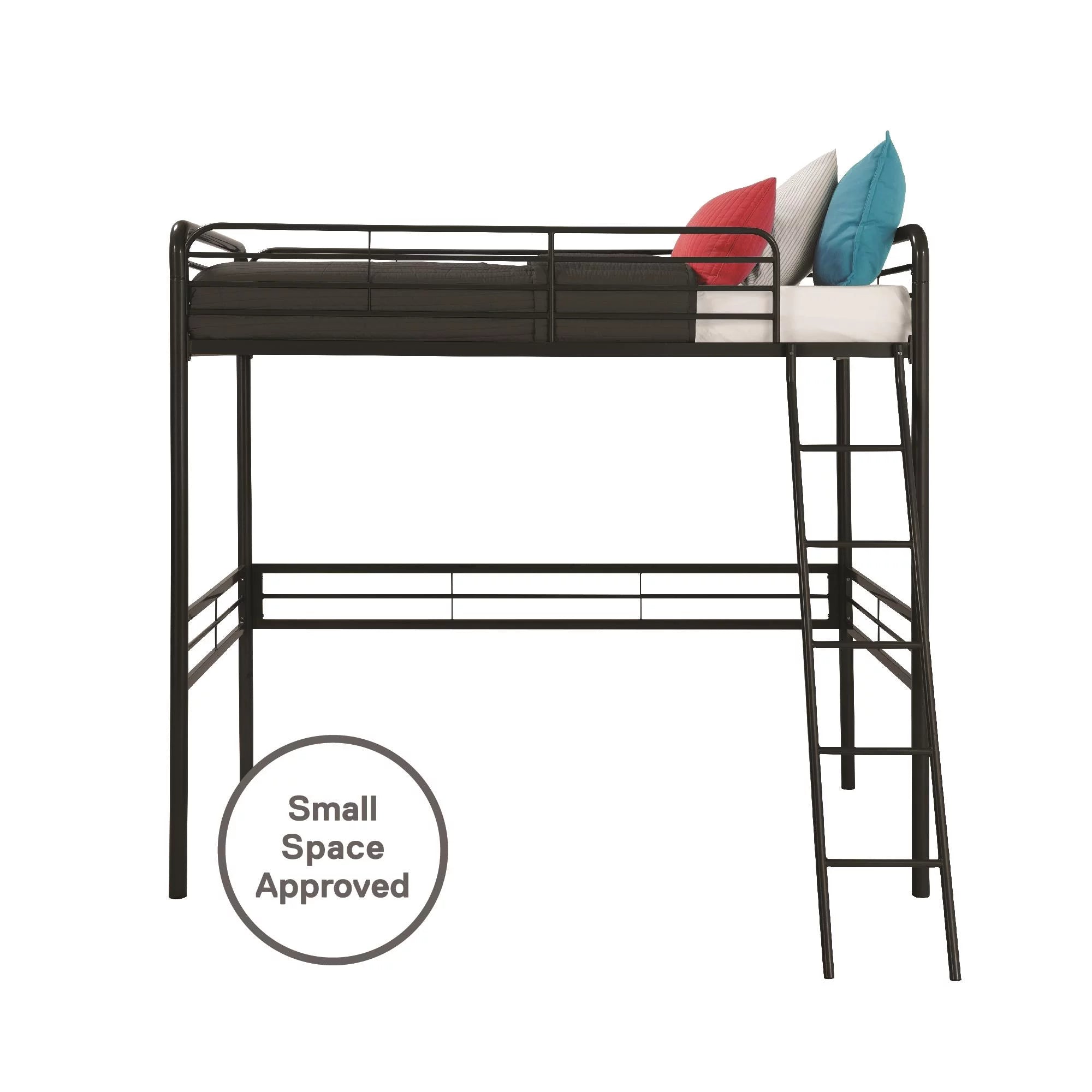 Black Twin Metal Loft Bed O748