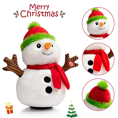 13 inch Animated Christmas Snowman Plush with LED Lights J4593