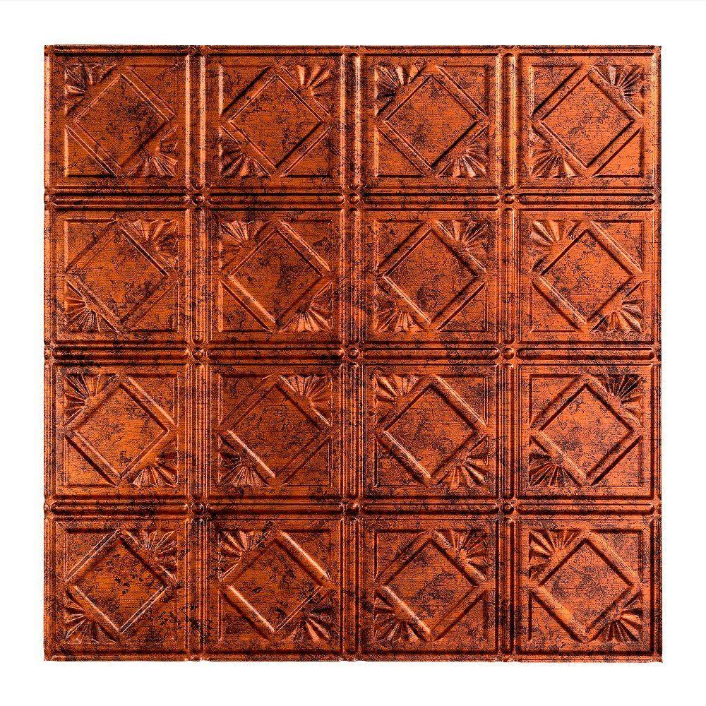 4 Decorative Vinyl 2ft x 2ft Lay in Ceiling Tile in Moonstone Copper (5 Pack) P793966