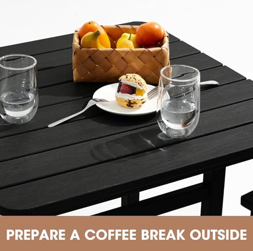 5 Pieces HDPE Adirondack Bar Chairs Set with Bar Pub Table, Black W61007