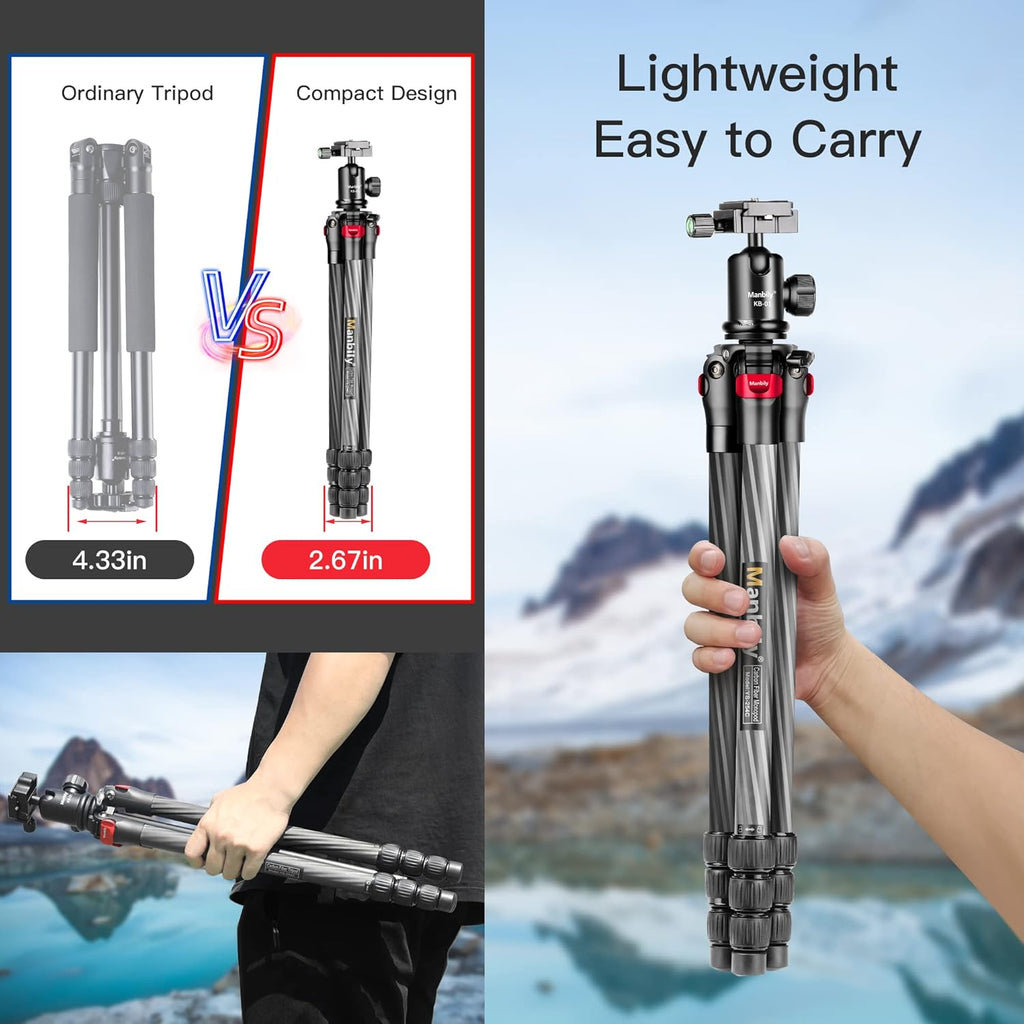 63" Carbon Fiber Camera Tripod Monopod Kit Q676