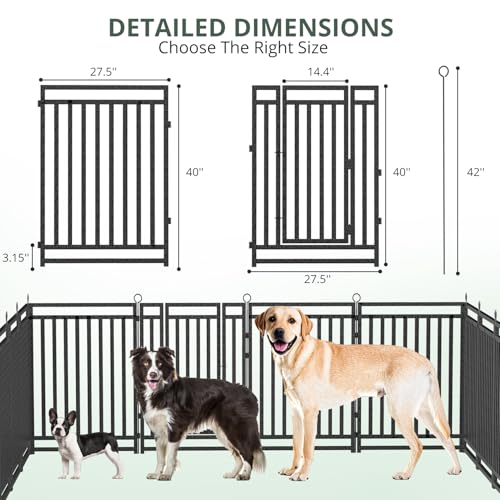 40" Height 16 Panels Metal Dog Playpen Black-Silver J10519