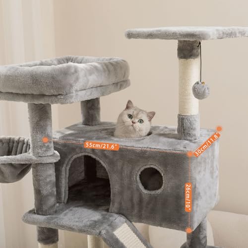 Beige Large Cat Tree with Sisal Scratching Posts and Padded Plush Perch P52740
