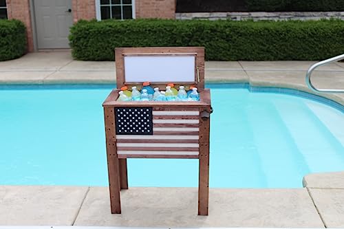 Rustic Brown 87 Qt. Outdoor Beverage Cooler with Folding Side Tables S265