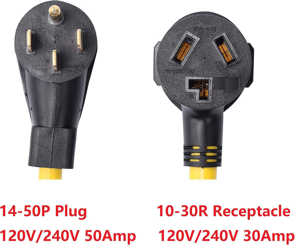 NEMA 14-50P to 10-30R 50 Amp 4 Prong to 3 Prong Power Cord Adapter T10728