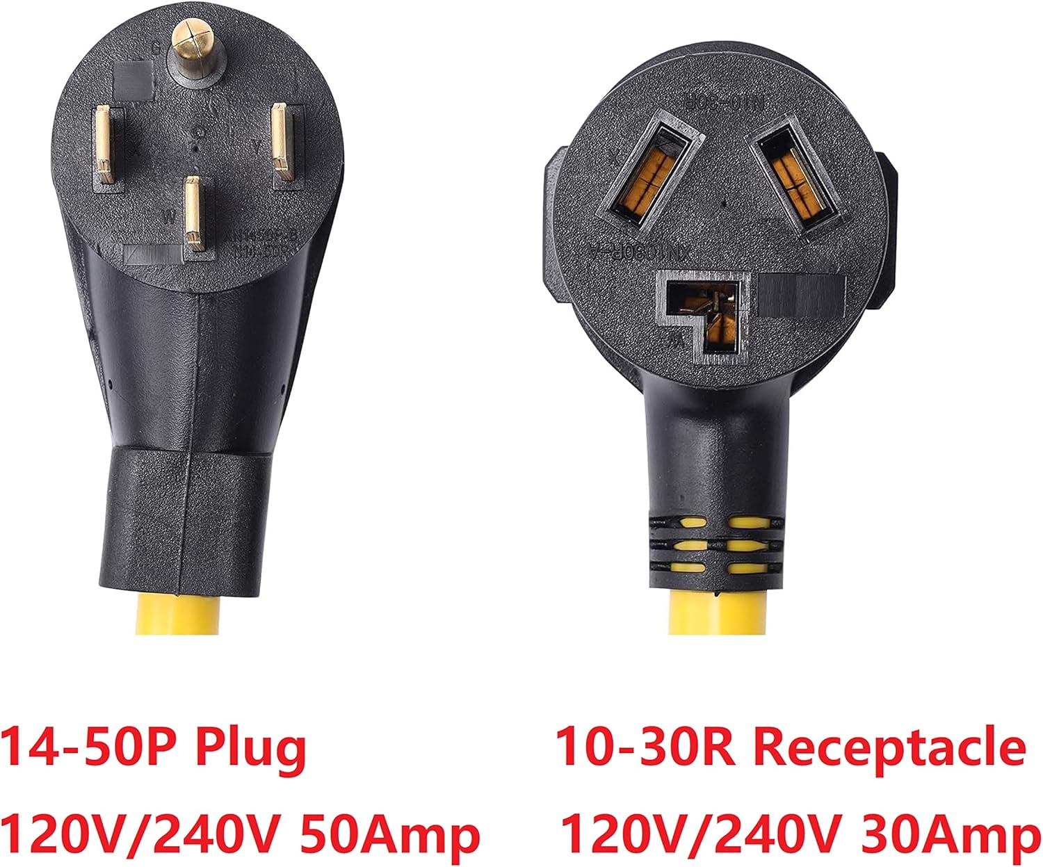 NEMA 14-50P to 10-30R 50 Amp 4 Prong to 3 Prong Power Cord Adapter T10728