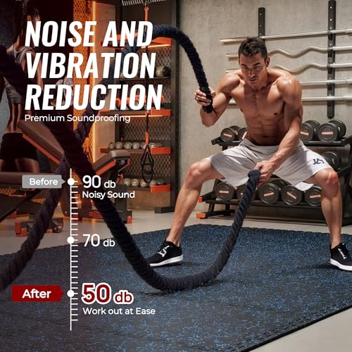 0.56'' Thick 24 Pcs 96 Sq Ft Rubber Top Exercise Equipment Mats, Black V52987