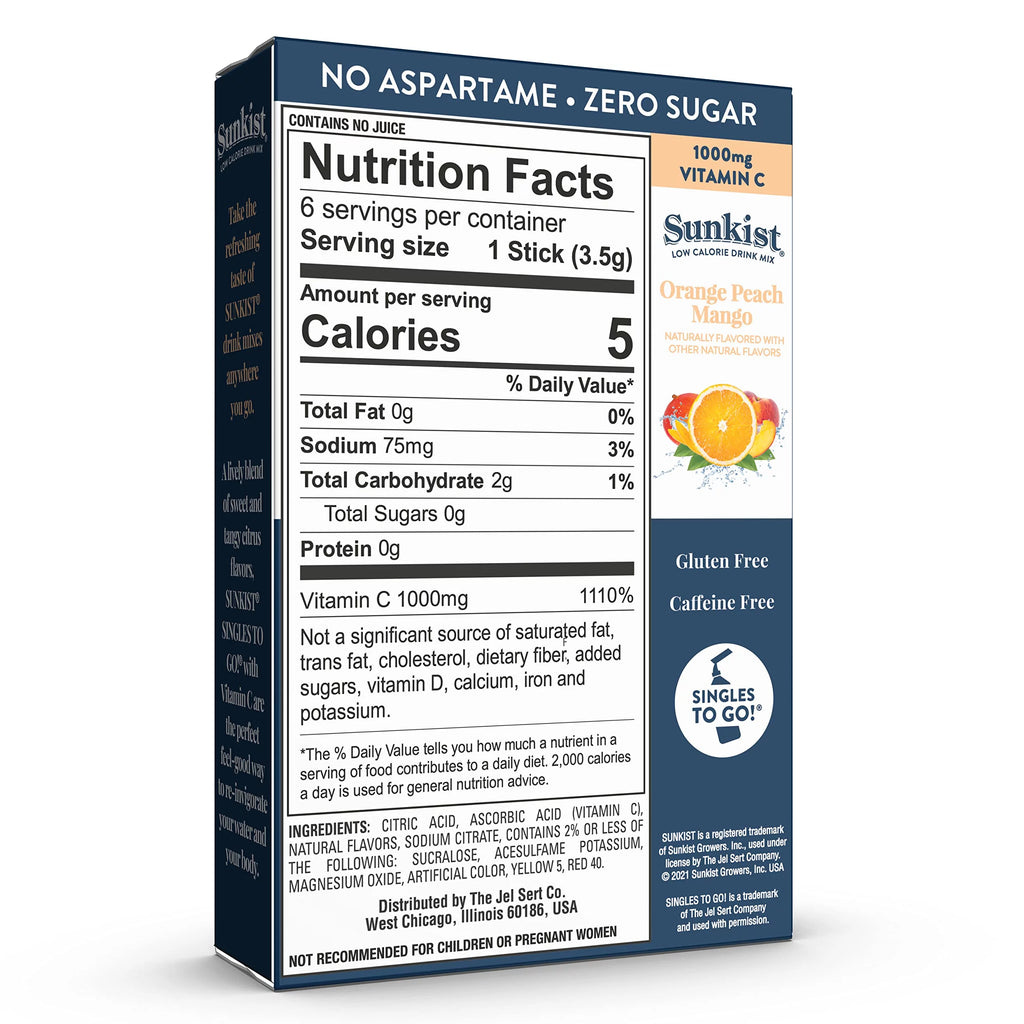 Orange Peach Mango Powdered Drink Packets, 6-Count Per Box J73902