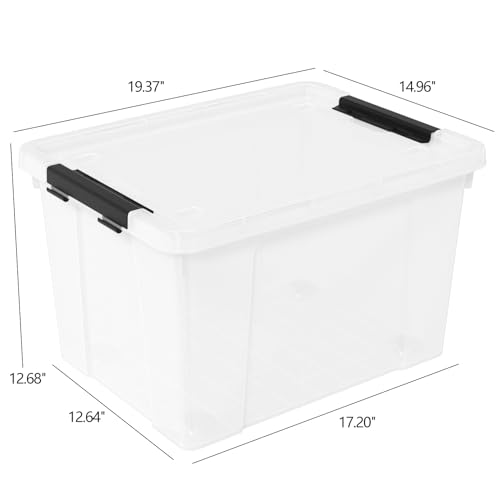4-Pack 50 L Wheeled Clear Plastic Storage Bin with Lid W805