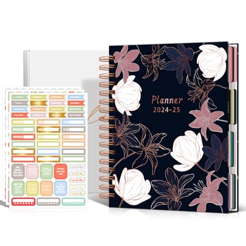 18 Month Weekly & Monthly Planner Spiral Bound Hard Cover with Stickers & Gift Box C579