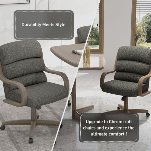 2 Set of Caster Swivel Tilt Dinning Chairs with Metal Frame R439189