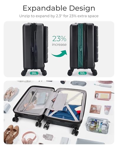White Expandable Hard Shell Carry On Luggage with Spinner Wheels U924748