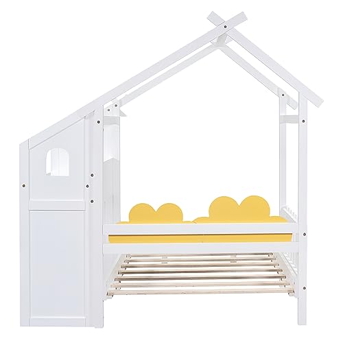 Twin Size Solid Wood House Bed with Desk Z419