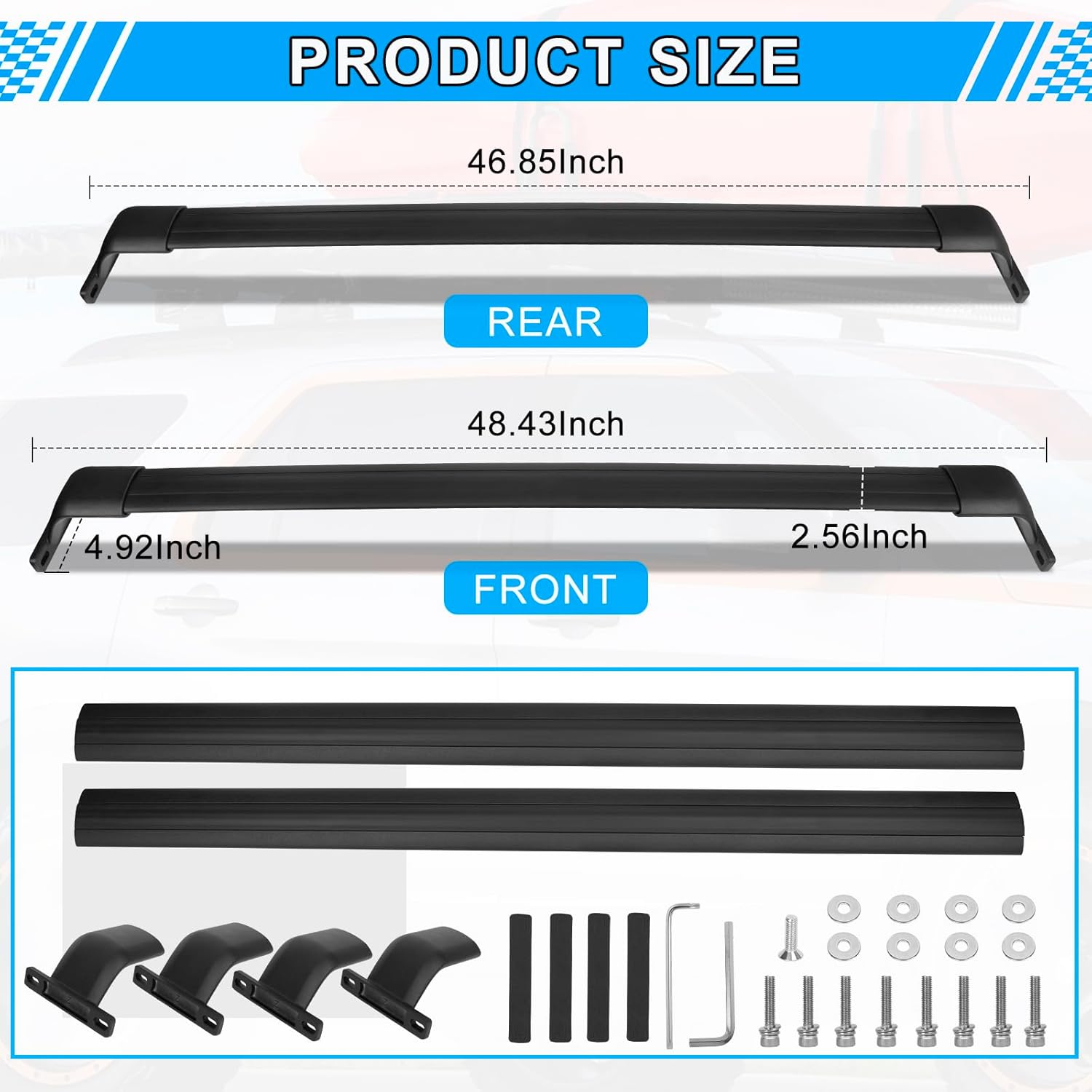 220LBS Aluminum Roof Rack Cross Bars H310