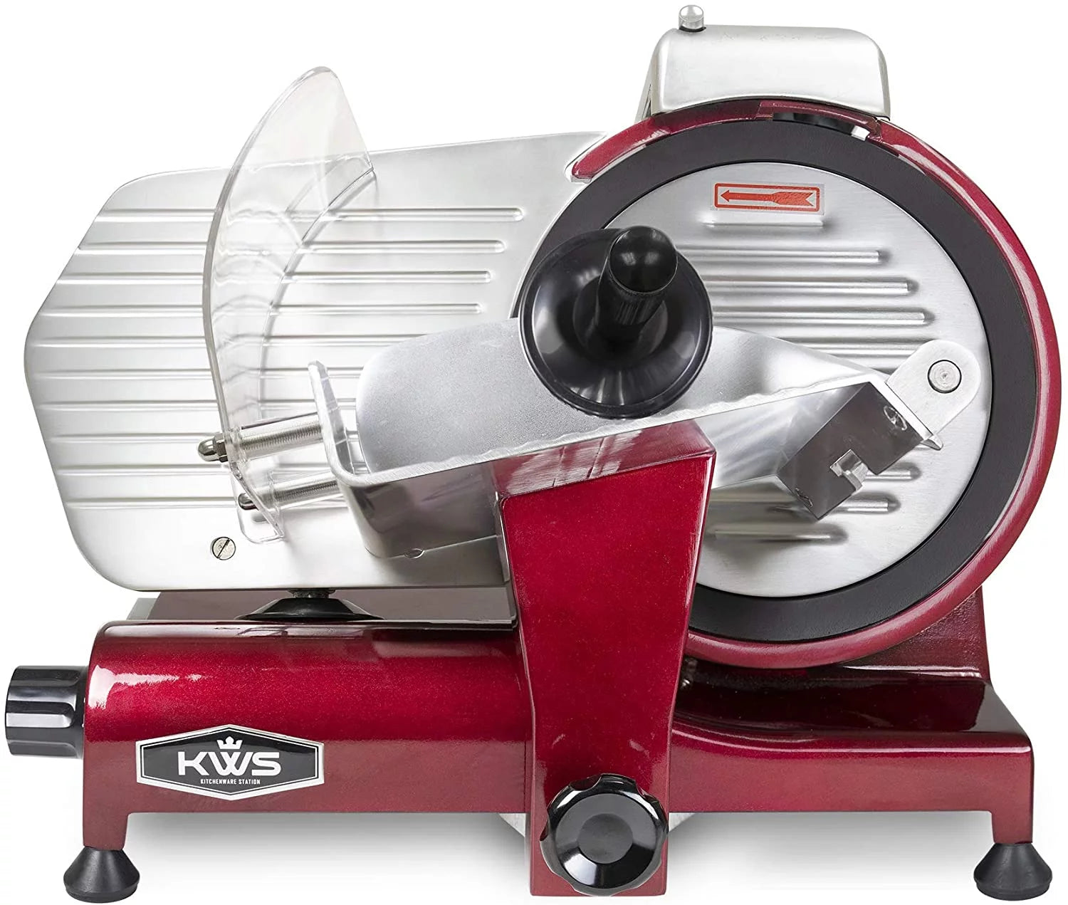 Red 10-Inch Electric Meat Slicer with Non-sticky Teflon Blade C614