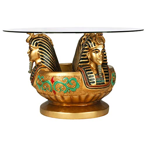 Three Heads of Tutankhamen Egyptian Coffee Cocktail Table, 31 Inch C7167