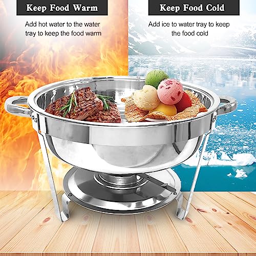 6 QT Round Stainless Steel Chafing Dish Buffet Set (2 Pack) S34447