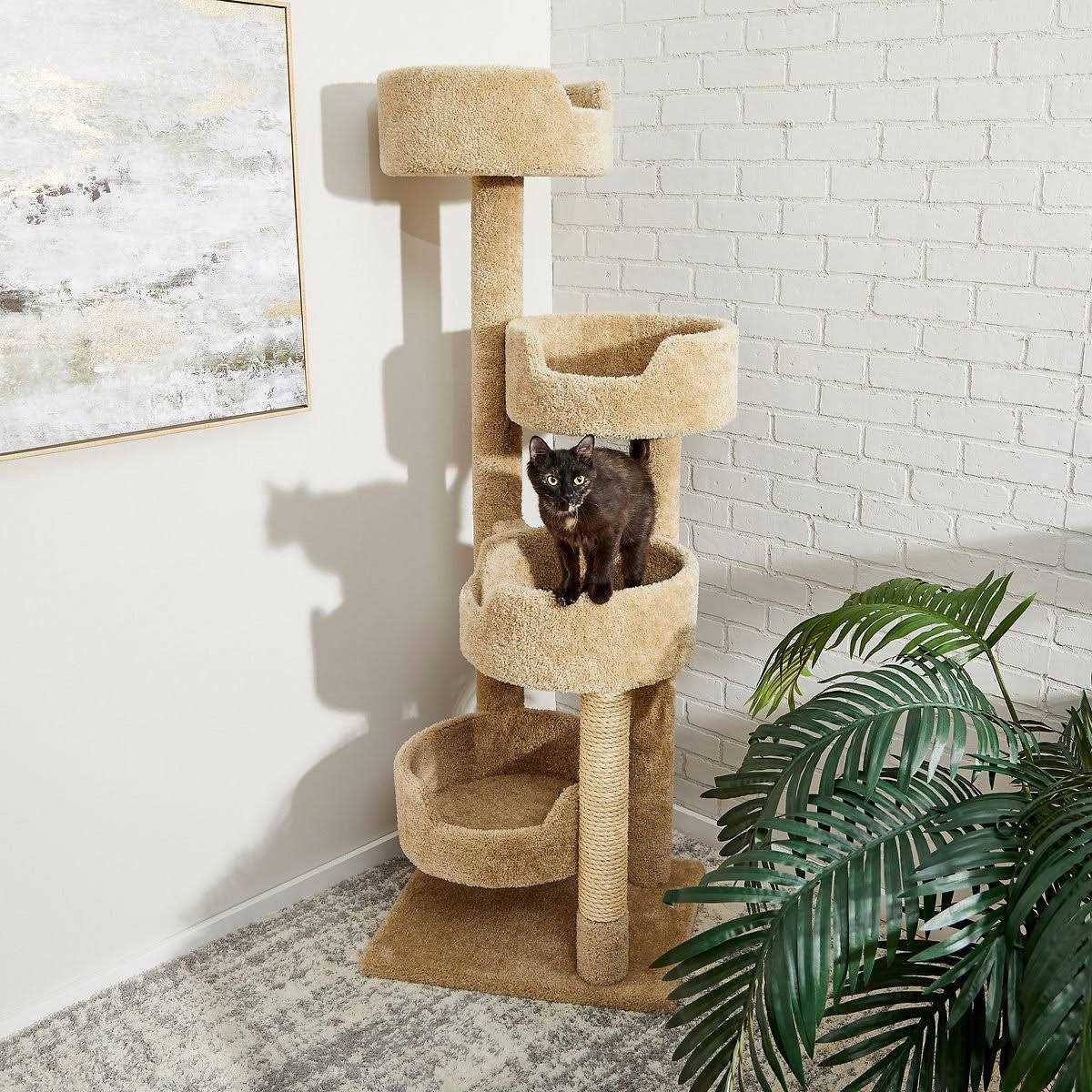 65-in Real Carpet Wooden Cat Tree T97596