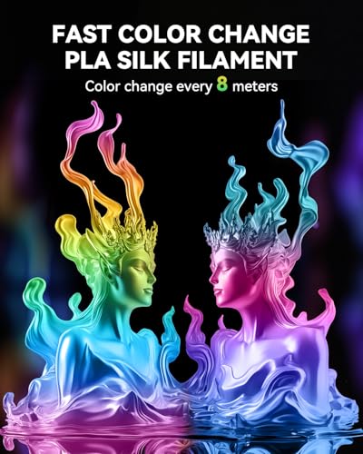 PLA Silk Rainbow 3D Printer Filament Bundle, 8 Rolls, 2kg Total W50278