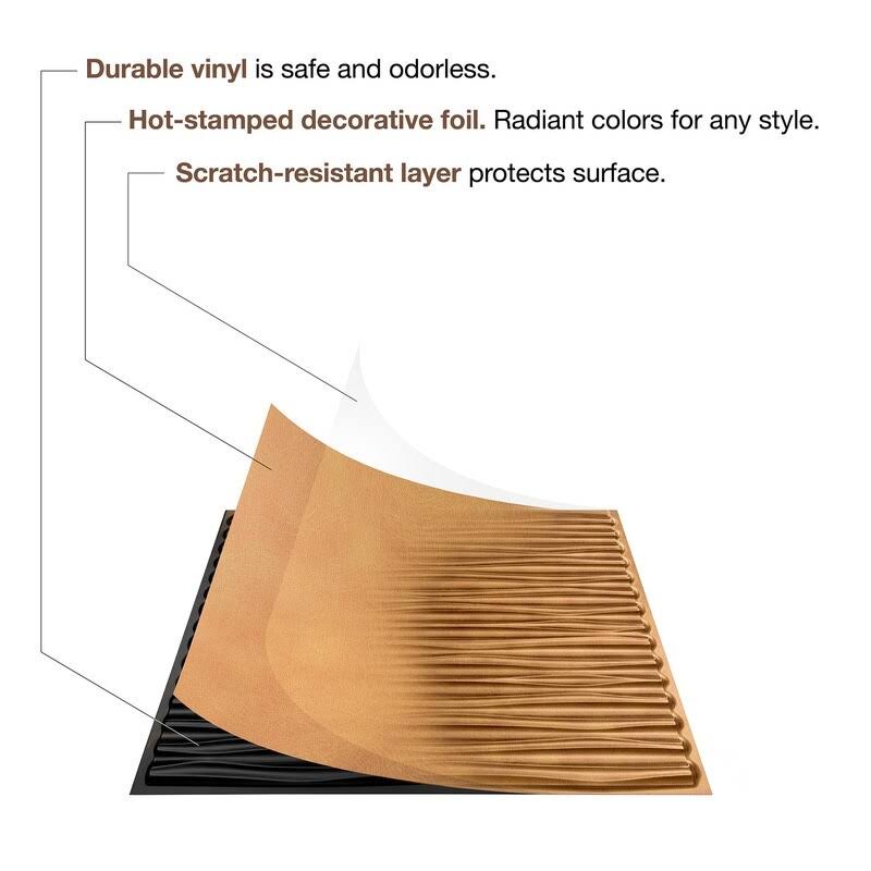 4 Decorative Vinyl 2ft x 2ft Lay in Ceiling Tile in Moonstone Copper (5 Pack) P793966