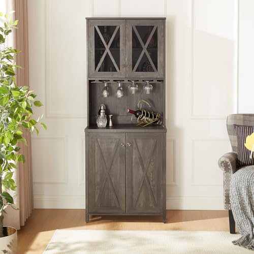 Grey Wood Storage Cabinet with Microwave Stand R875344