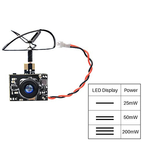Micro FPV AIO 600TVL Camera 5.8G 25/50/200mW Adjustable Transmitter with Cloverleaf Antenna M1349