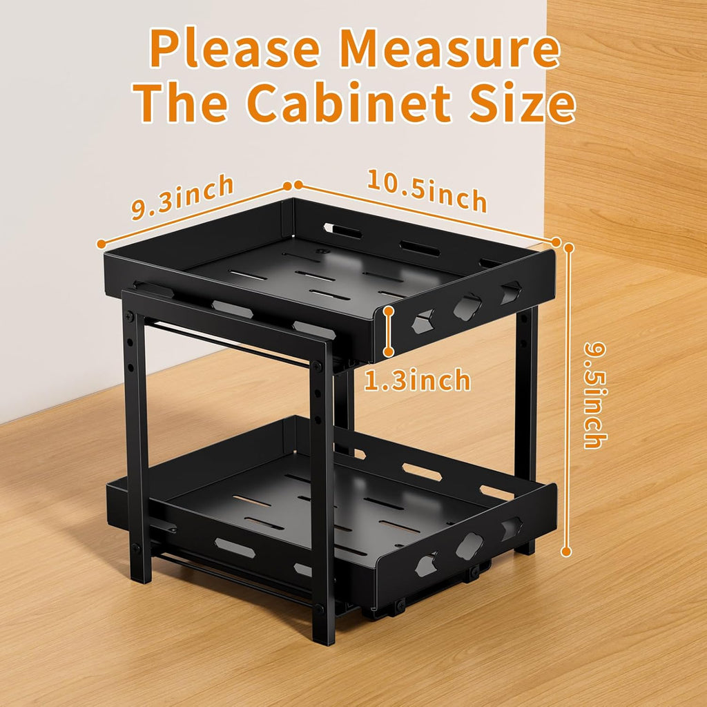 2-Tier Heavy Duty Slide Out Spice Rack, Black O149