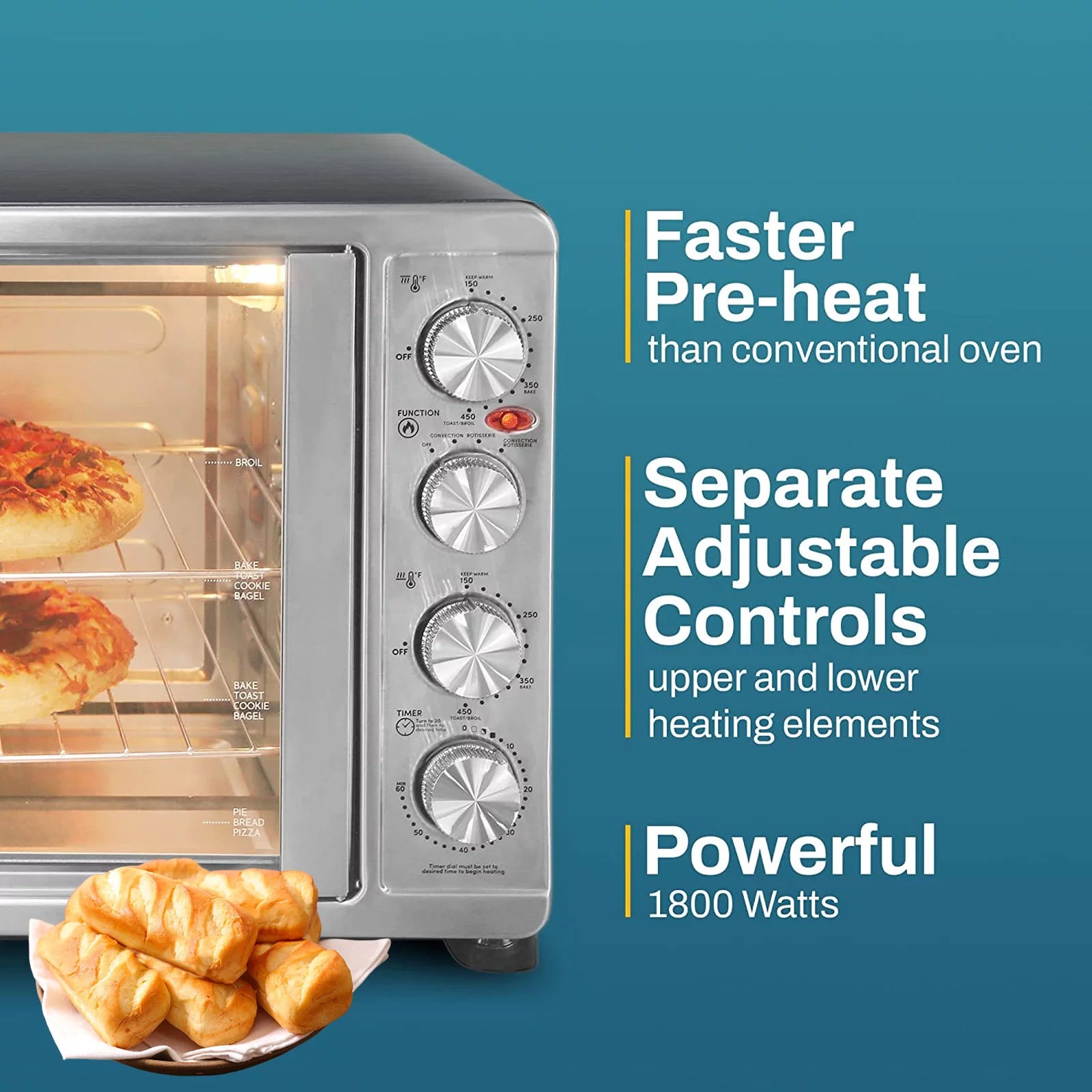 18-Slice Countertop Convection Oven with 4-Control Knobs Stainless Steel G1787
