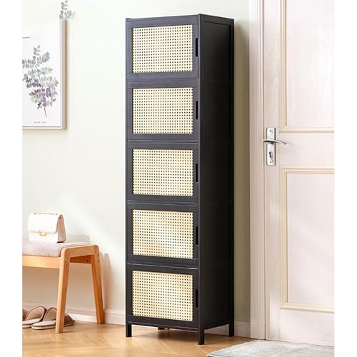 Bamboo Narrow Shoe Storage Cabinet with Doors Z414