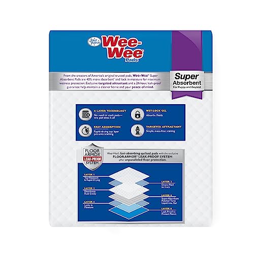 Super Absorbent Unscented Quilted Pee Pads, 24" x 24" (22 Count) D19159