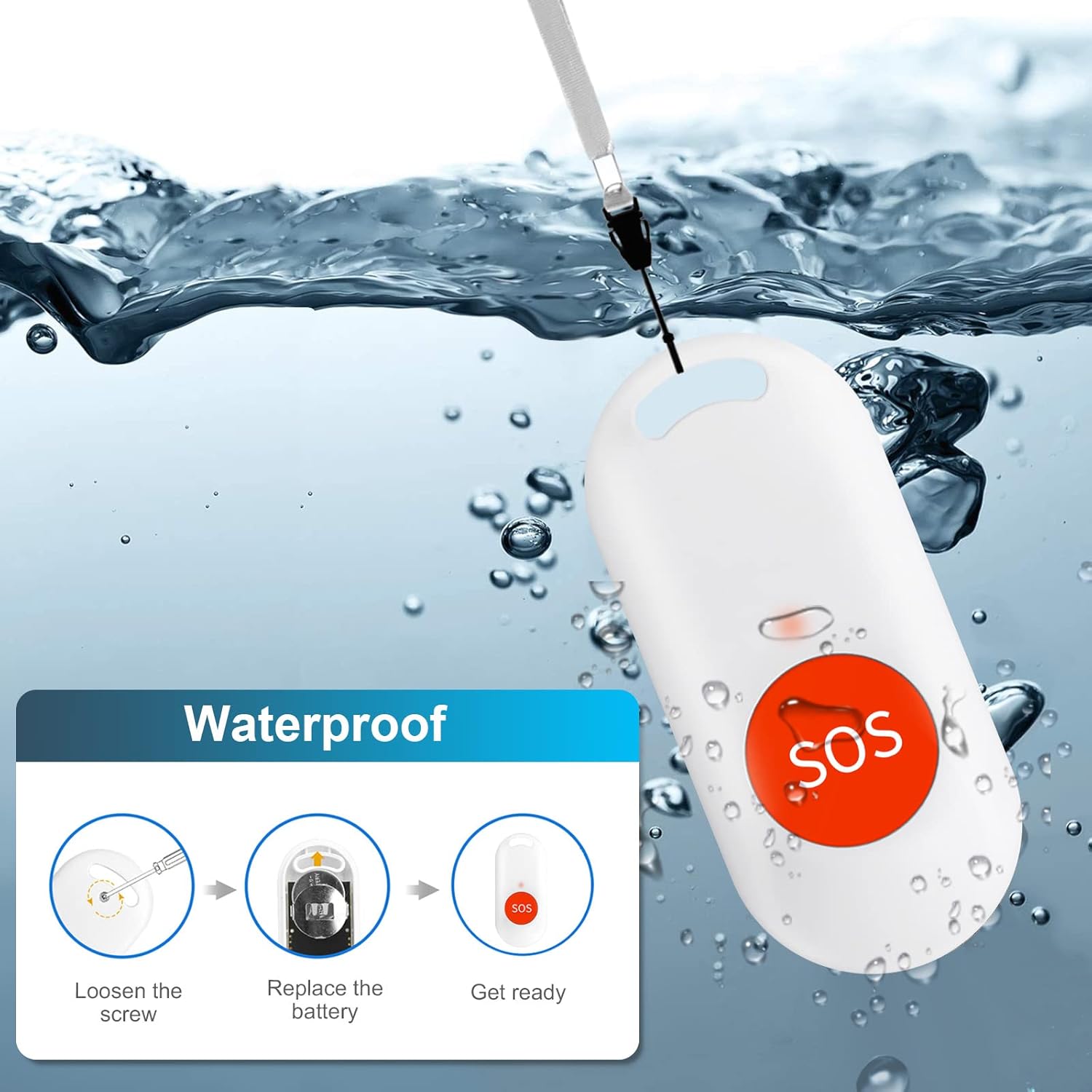 Waterproof SOS Call Button Pager with 600ft Working Range H1816
