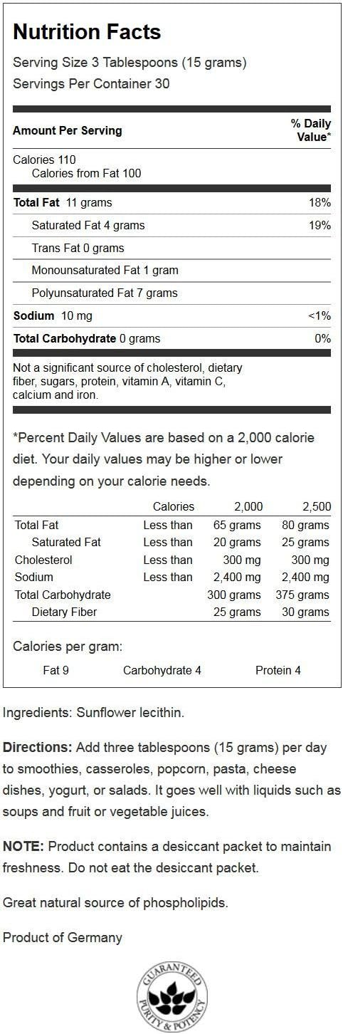 Non-GMO Sunflower Lecithin Powder 16 Ounce R384481