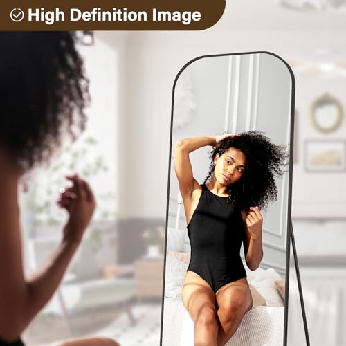 56x21 Inch Full Length Mirror with Aluminum Frame, Black T17478