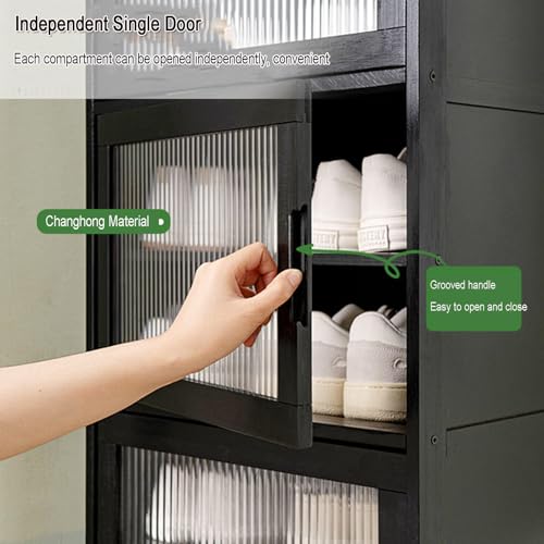 Bamboo Narrow Shoe Storage Cabinet with Doors Z414