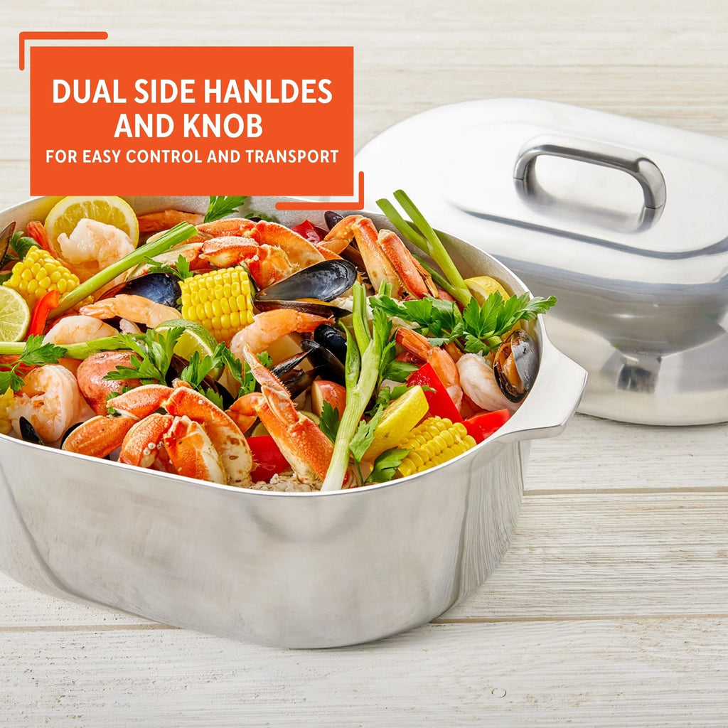 15 inch Cast Aluminum Roaster Pan with Lid and Roasting Tray U7991