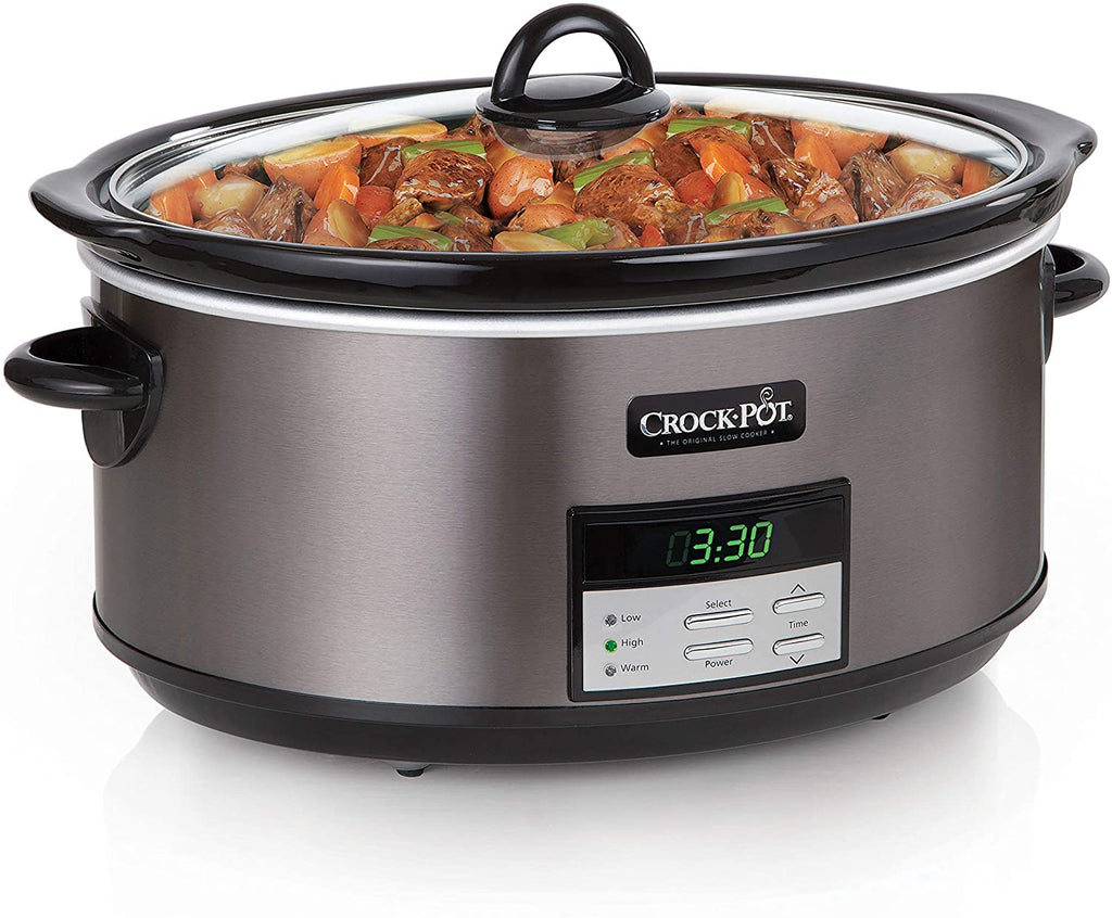 8 Quart Programmable Slow Cooker with Digital Countdown Timer, Black Stainless Steel X91946