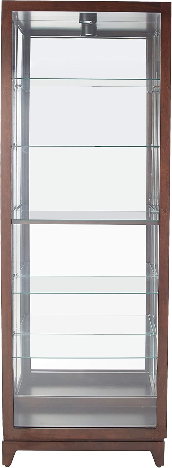 Espresso Curio Cabinet with Five Glass Shelves and Locking Door H365327