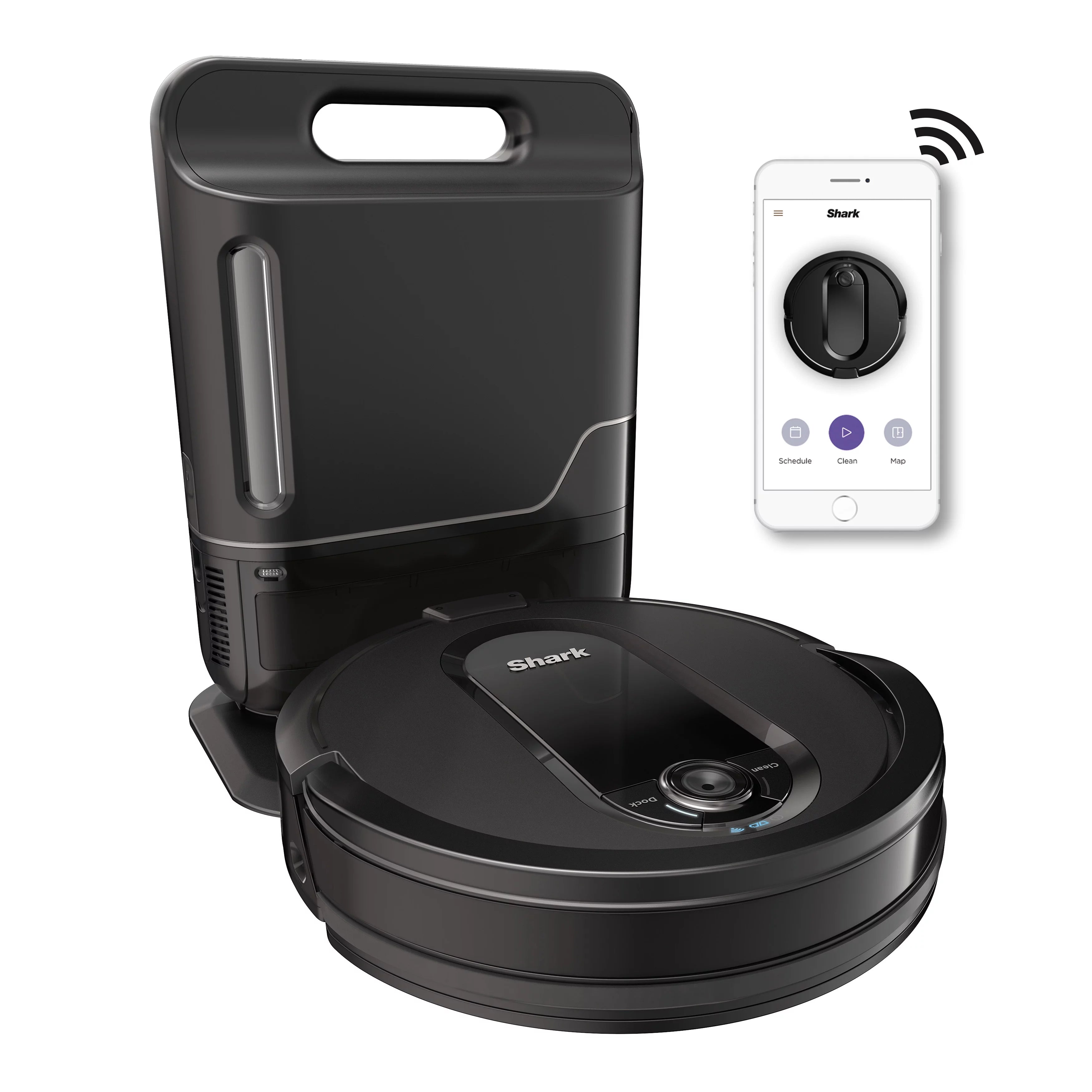 Black Robot Vacuum Cleaner with Self Empty Charger Base D123