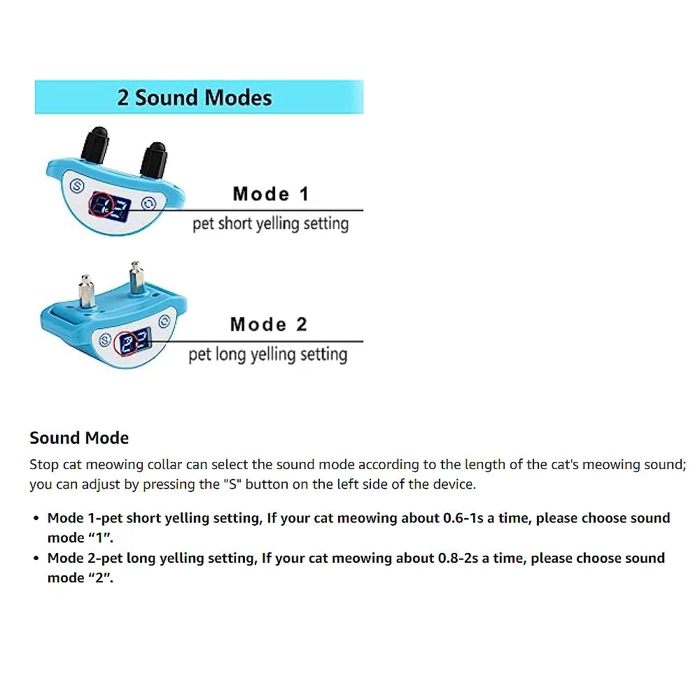 Cat Shock Collar with Sound Vibrate and Shock 3 Working Modes Waterproof Rechargeable Q5108