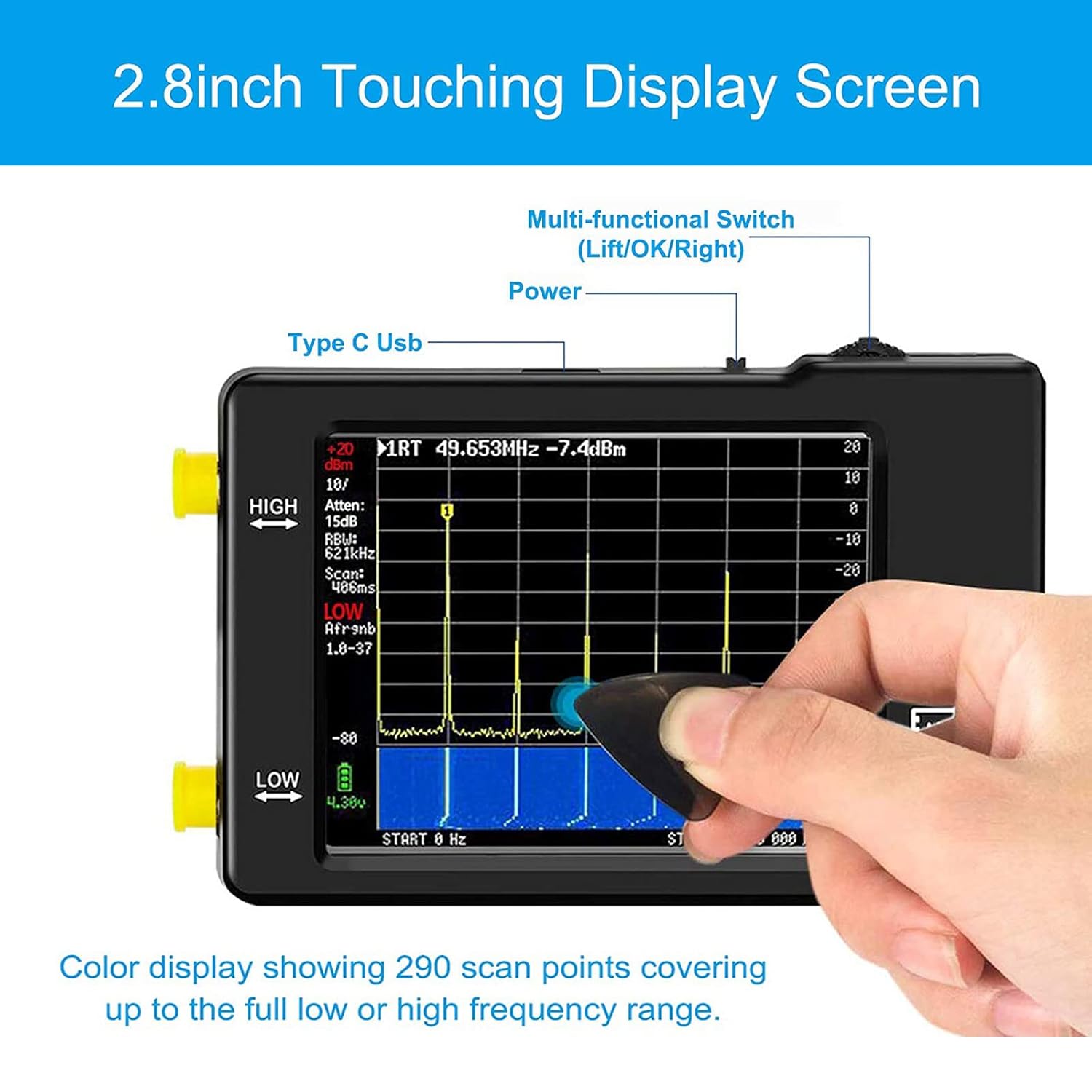 2.8inch Touchscreen 100KHz-960MHz Spectrum Analyzer N7673