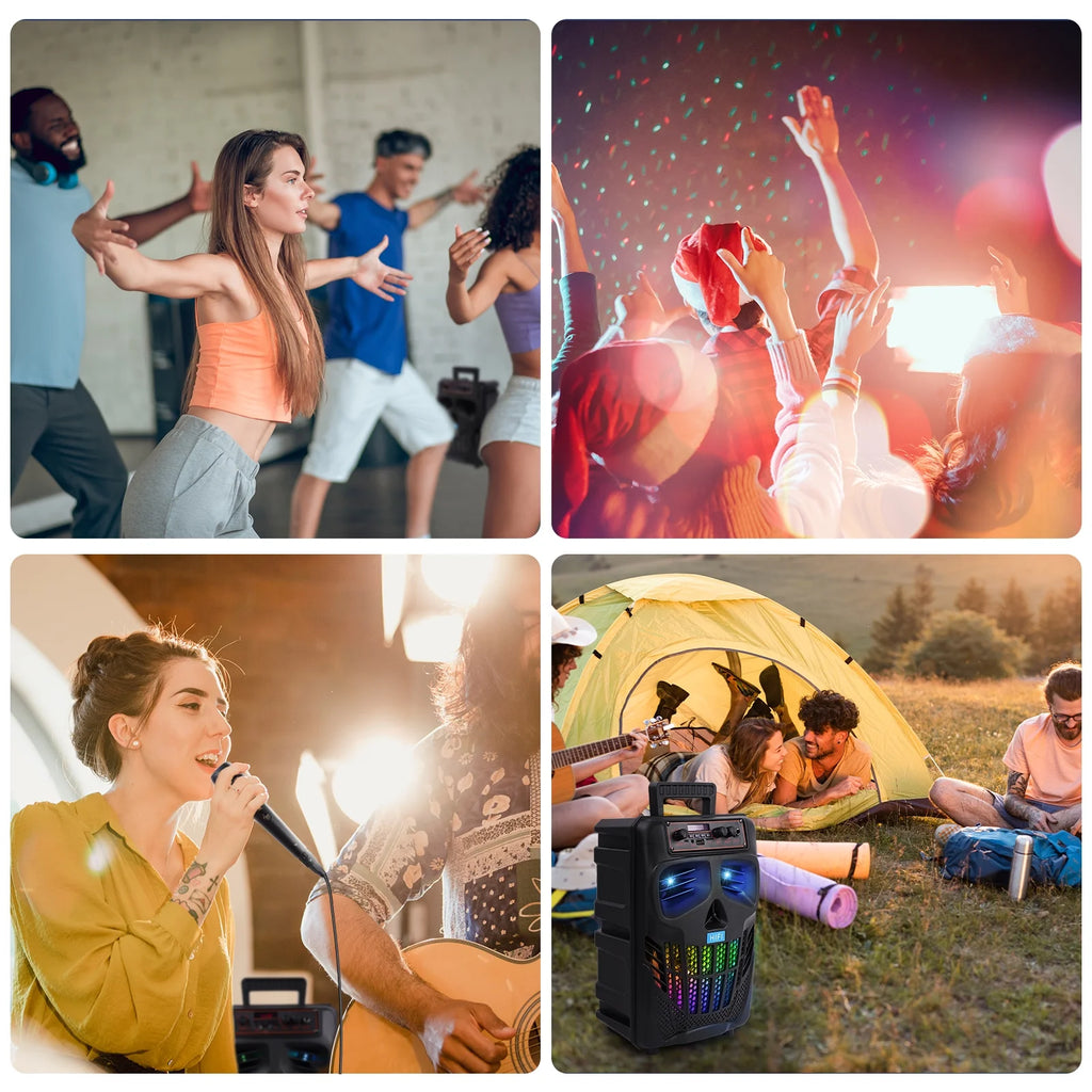Portable Bluetooth Karaoke Machine with Microphone and RGB Lights O65116