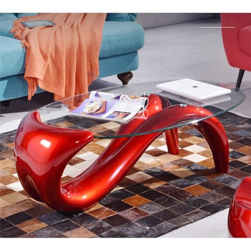 Oval Glass Coffee Table (Orange) C44865