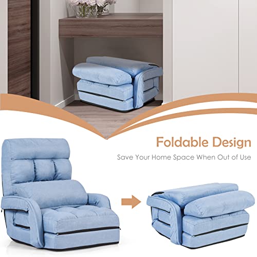 Grey Folding Chaise Lounge Sofa with Adjustable Backrest N54742