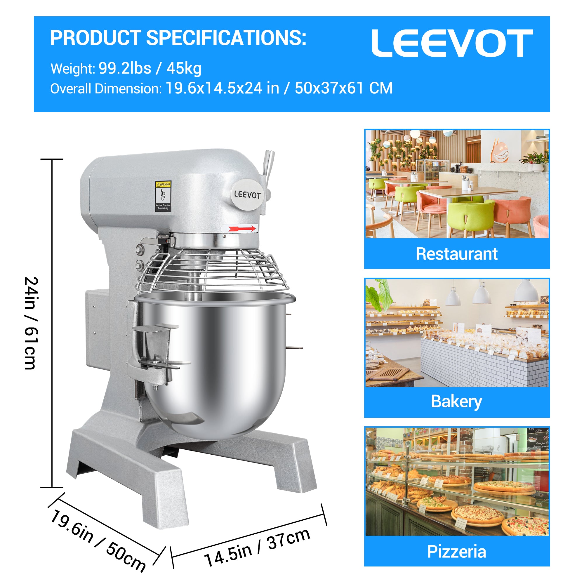3-Speed Commercial Stand Mixer 10qt 500W C85303