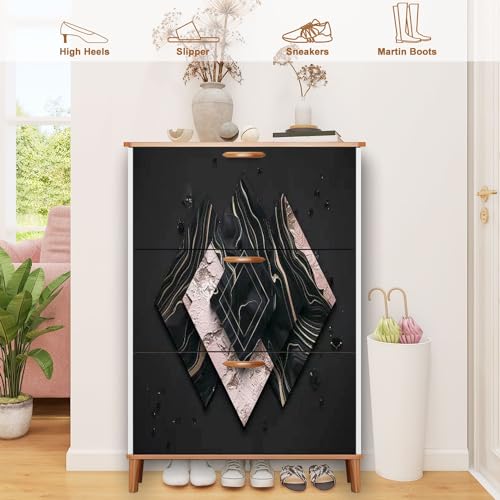 3 Flip Drawers Wooden Shoe Cabinet X39877
