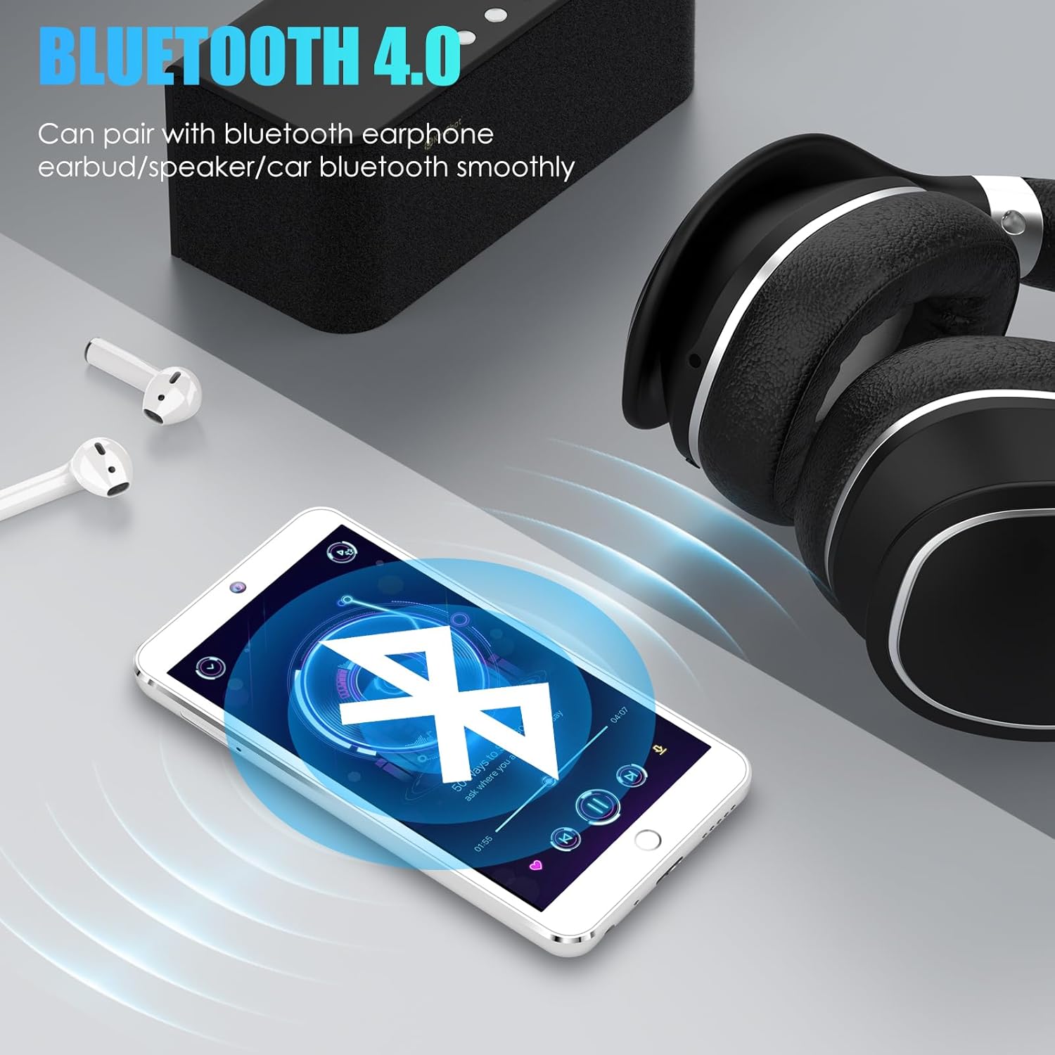 160GB MP3 Player with Bluetooth and WiFi, Android Digital Mp4 Player with Camera, 4.3" Touch Screen Portable Music Player with Speaker E318