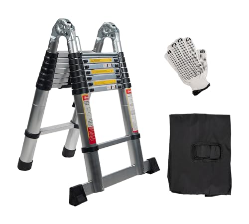 16.5' Telescoping Aluminum Folding Ladder with Carry Handle N17036