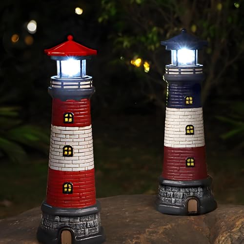 Red Solar Lighthouse Lawn Decoration C706