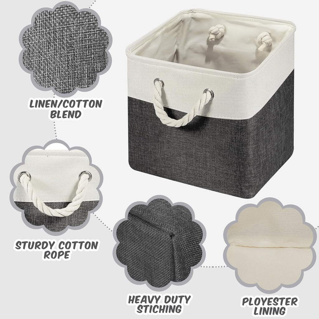6 Pcs 11 x 11 Inch Fabric Cube Storage Bins with Handles Z226